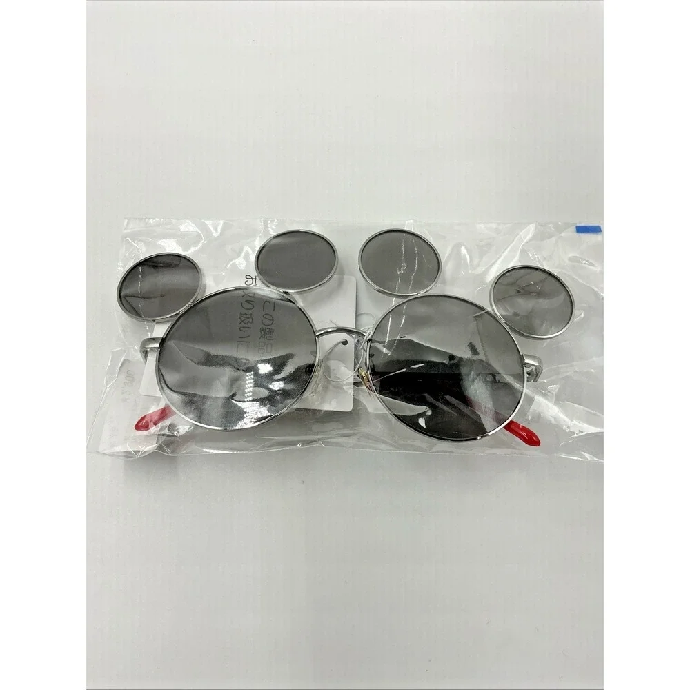 Tokyo Disneyland Japan Mickey Shaped Sunglasses Silver with Black Lens red templ